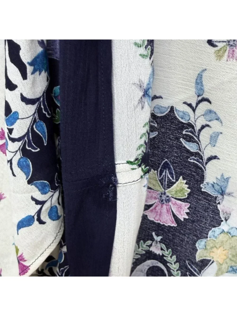 Anthropologie Wrap Boho Blue Floral Womens Kimono Jacket One Size